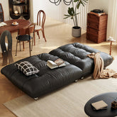 Togo style leather sleeper sofa bed without arms, perfect for compact living spaces